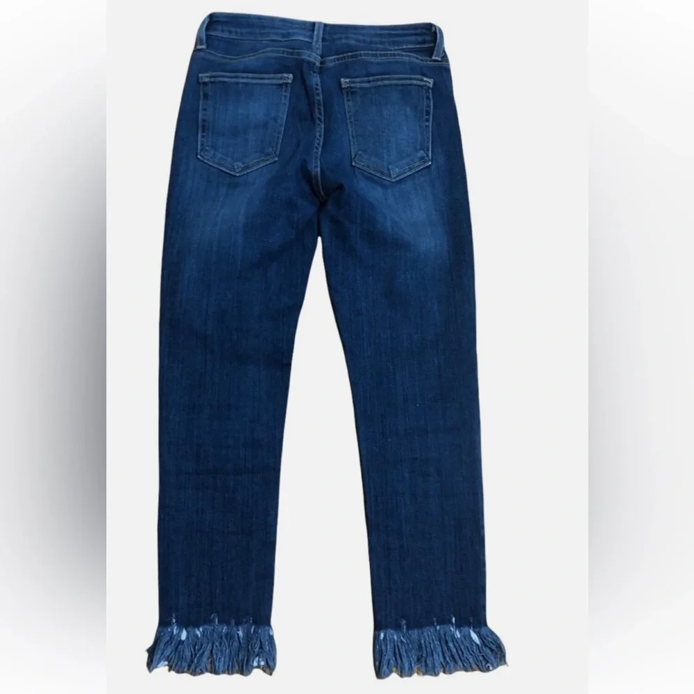 Just Black Jeans Denim Womens Size 30 Cropped Skinny Frayed Hem Blue Stretch - Picture 2 of 10